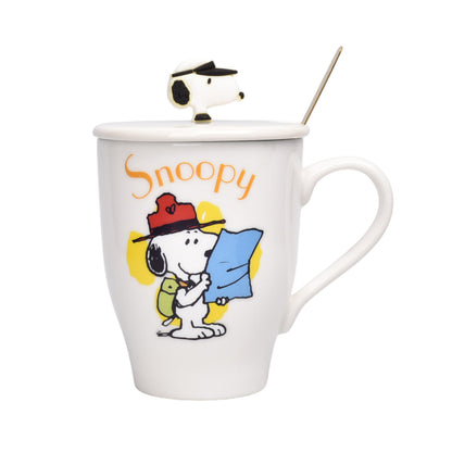 MUG POCILLO CERAMICA PERSONAJE CON TAPA Y CUCHARA 350ML DIM:9X8