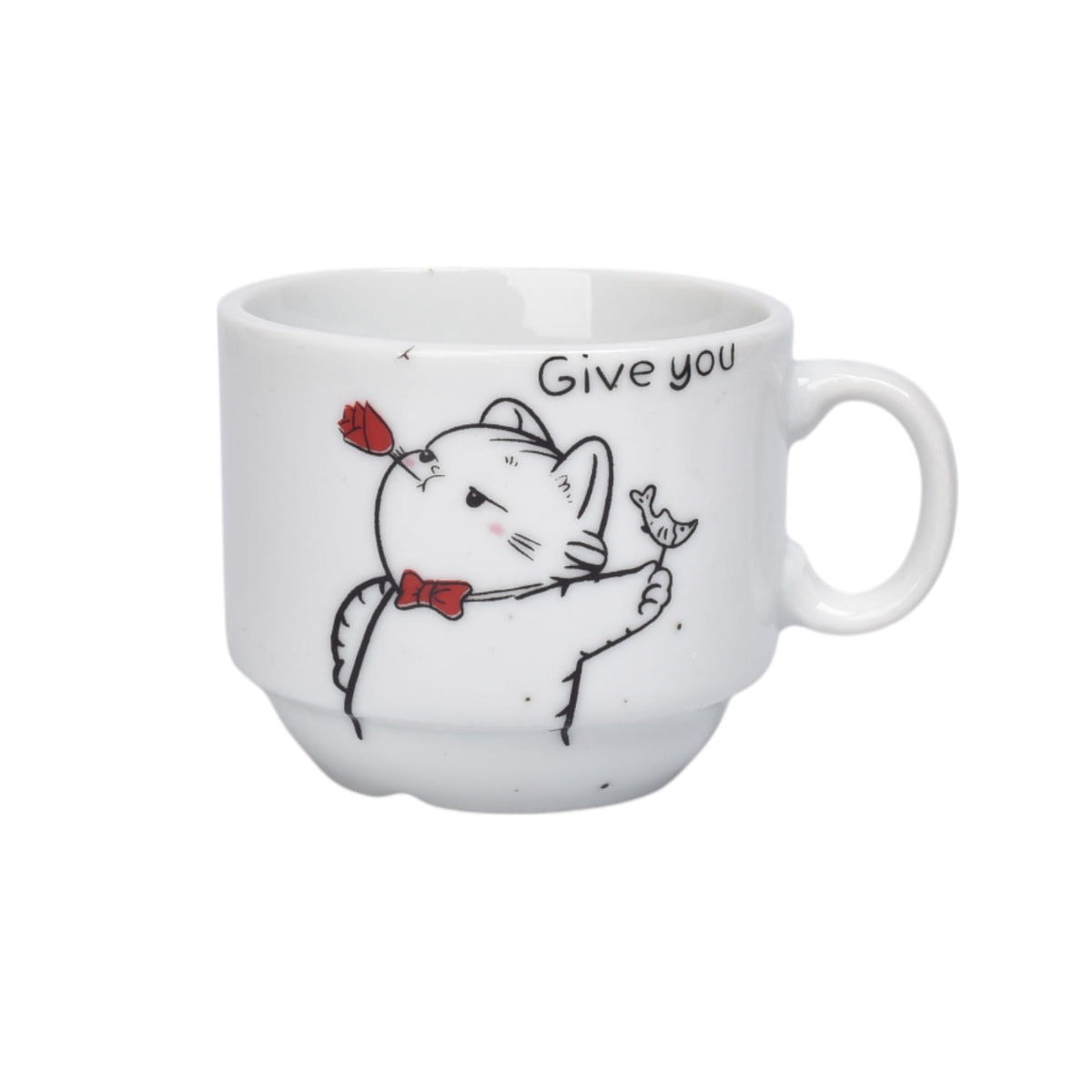 set 4pcs pocillos con base ceramica 60ml diseño gatos dim:6x5x5