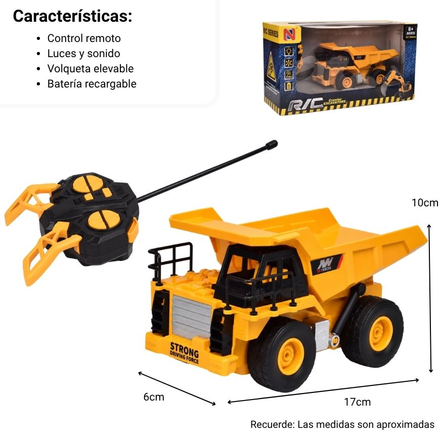 volqueta de construccion a control remoto dim:  11*20*14.5cm