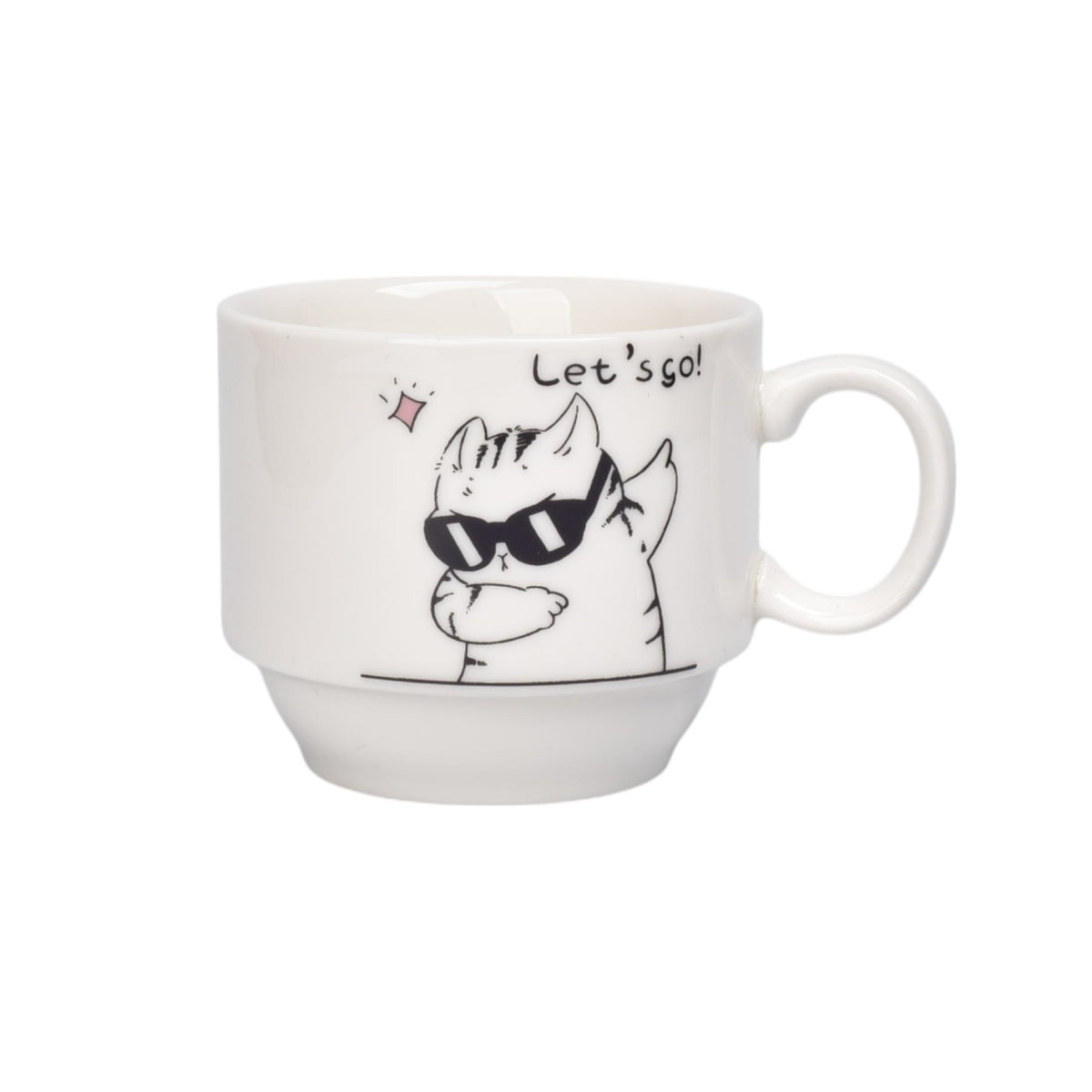 set 4pcs pocillos con base ceramica 150ml diseño gatos dim:7x6x7