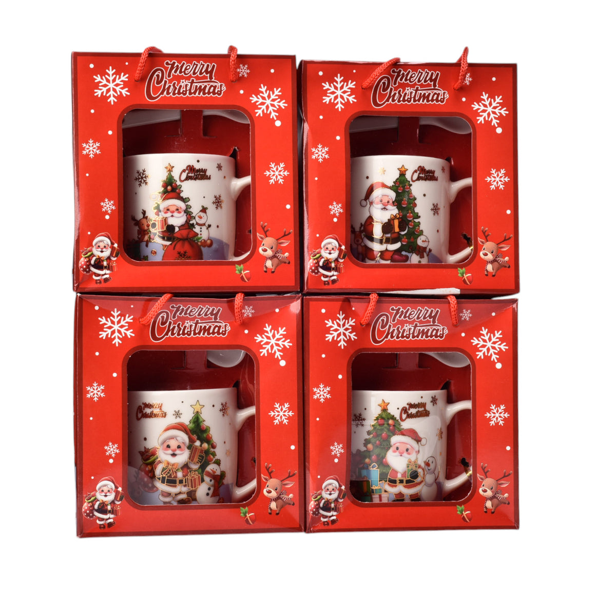 set pocillo navidad con cuchara ceramica 210ml dim7x7x8