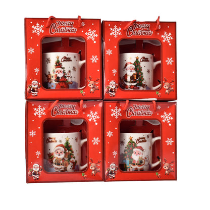SET POCILLO NAVIDAD CON CUCHARA CERAMICA 210ML DIM7X7X8