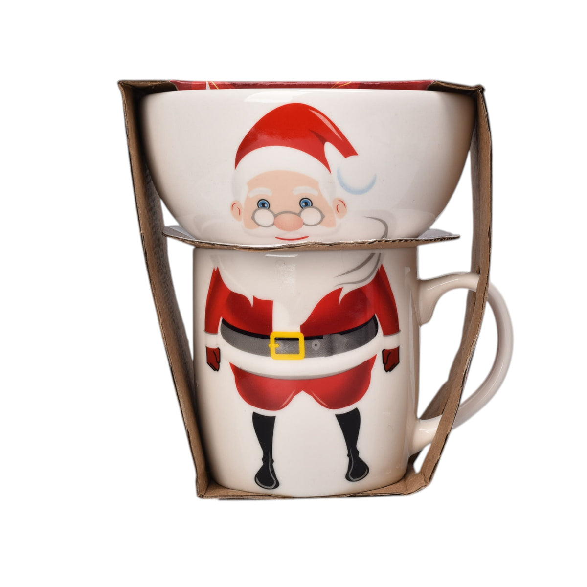 set pocillo navidad con plato ceramica 350ml dim8x8x9