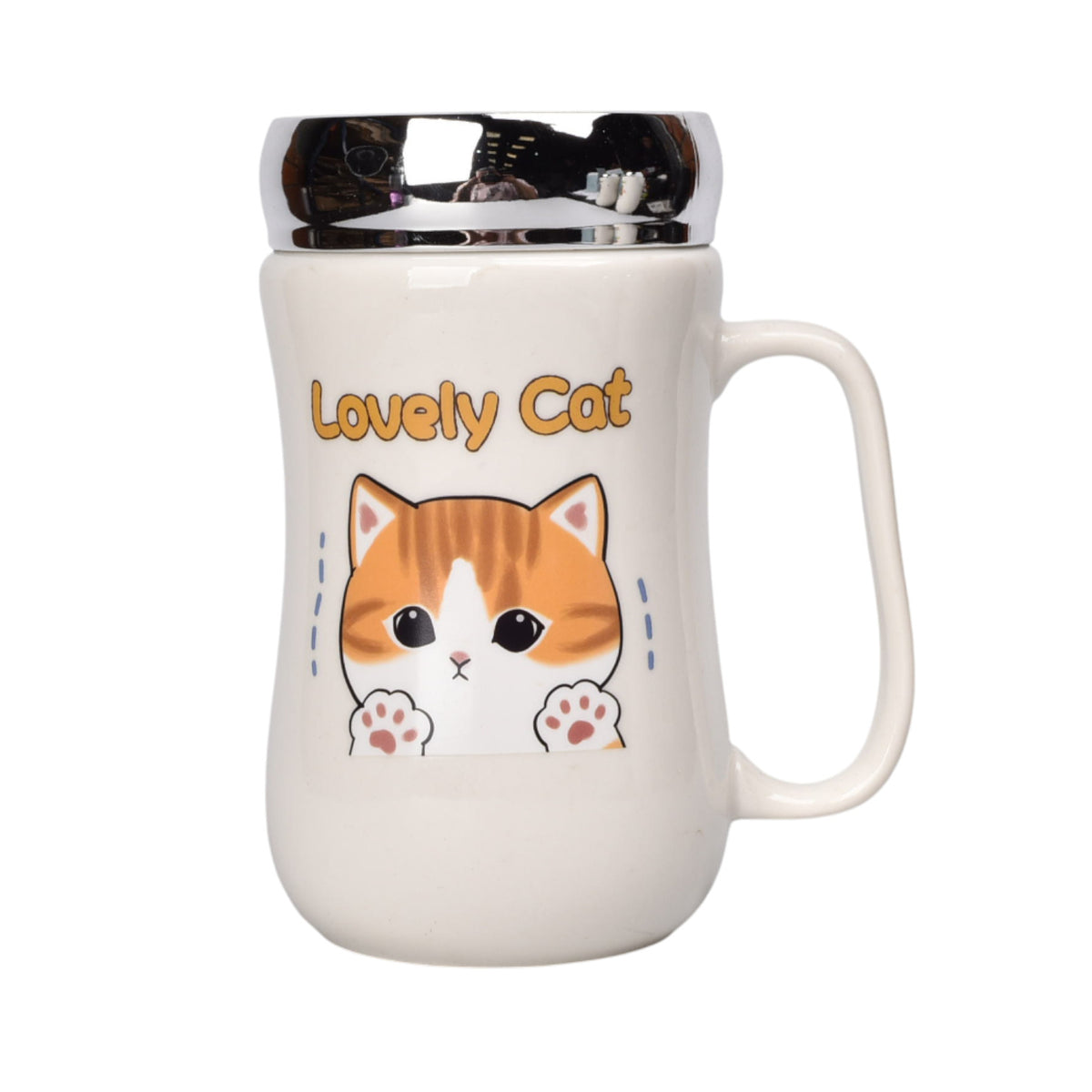 mug pocillo ceramica tapa espejo gatos 450ml