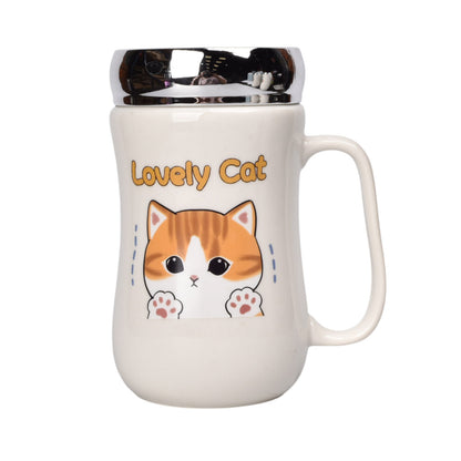 MUG POCILLO CERAMICA TAPA ESPEJO GATOS 450ML