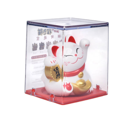 GATO DE LA SUERTE SOLAR PLASTICO COLOR DORADO BLANCO DIM:5X6X5