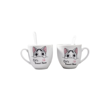POCILLOS CON CUCHARAS SET 2PCS CERAMICA DIM:5*6*6CM