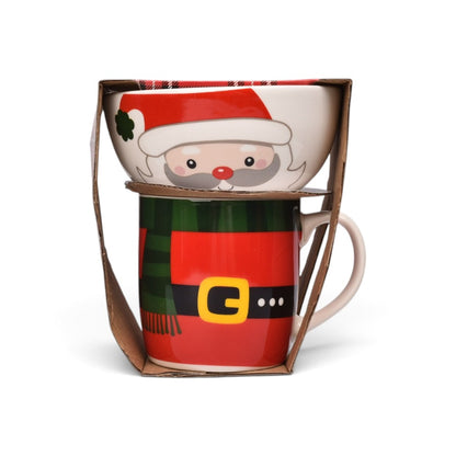 POCILLO SET CERAMICA CON PLATO NAVIDAD 350ML