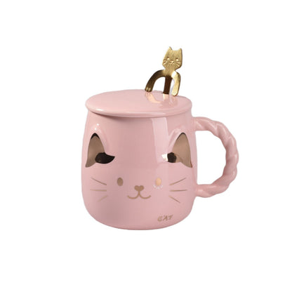MUG POCILLO GATO CON CUCHARA CERAMICA