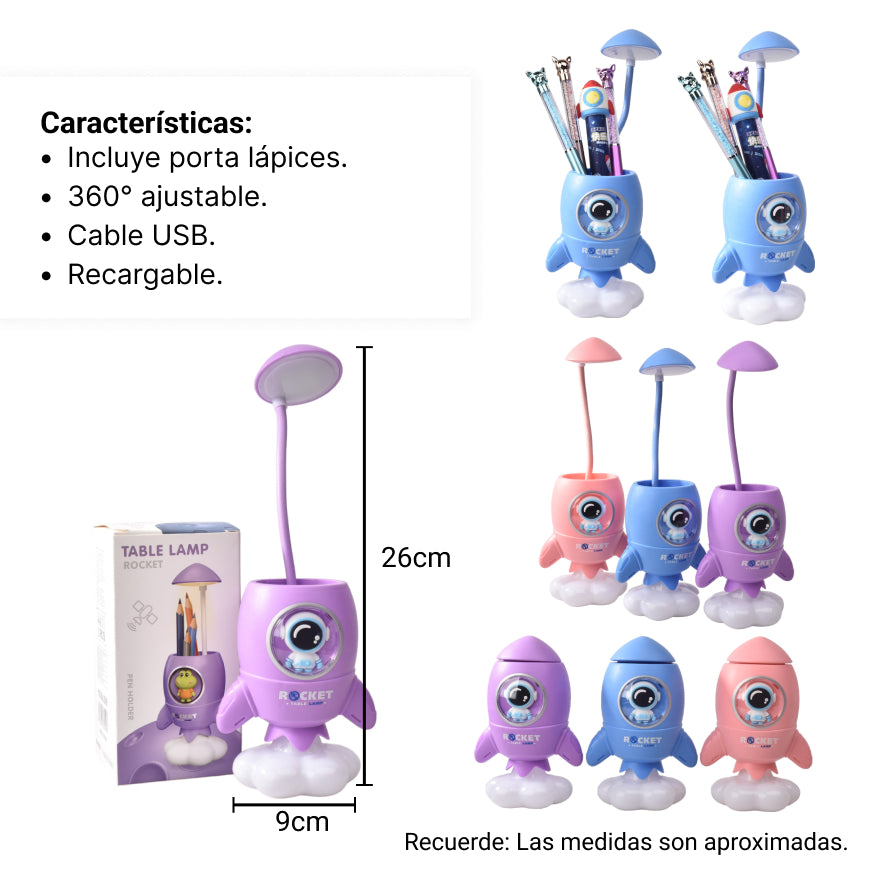 lampara led recargable astronauta con usb dim:9x7x26