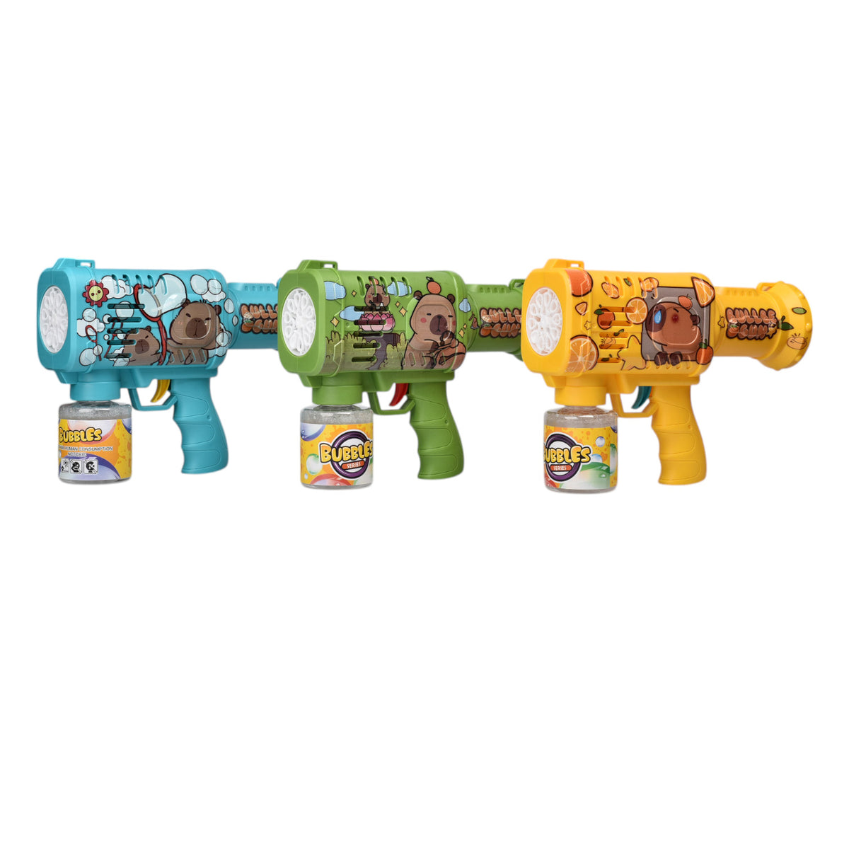 juguete pistola de burbujas capybara  plastico dim:15x6x21