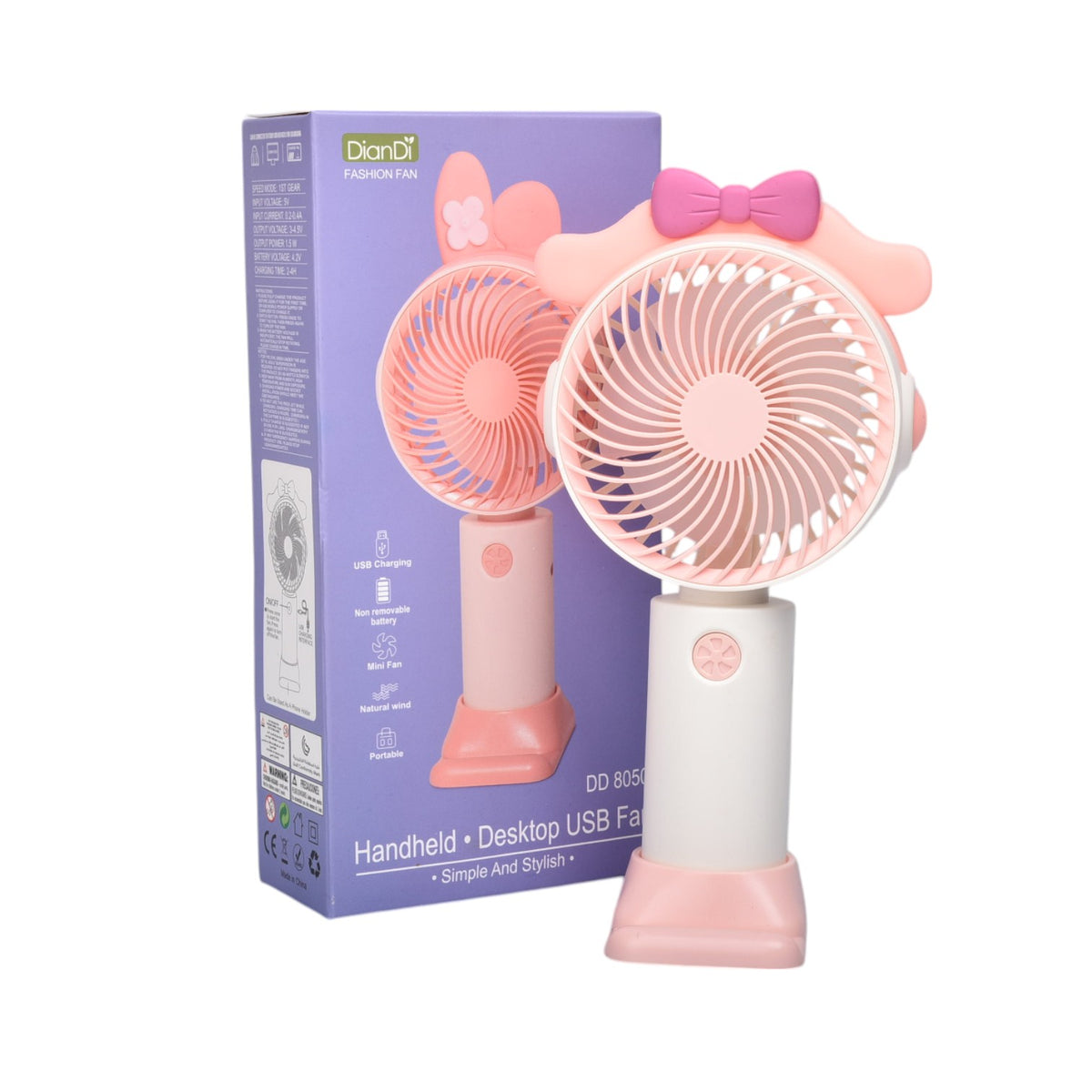 ventilador redondo con orejas plastico recargable dim:16x8x3