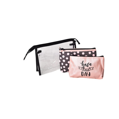 COSMETIQUERA X 3 UND MAQUILLAJE POLIESTER SINTETICO PVC DIM: