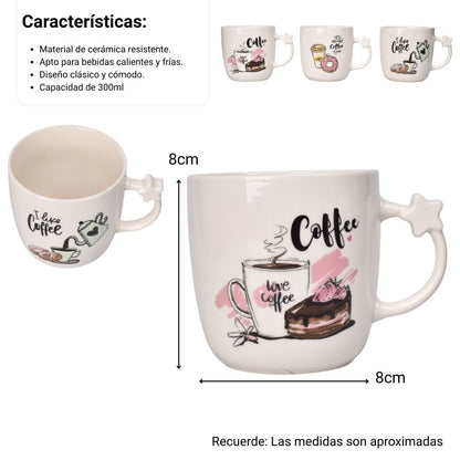 MUG POCILLO CERAMICA 300ML DIM:8X8X8