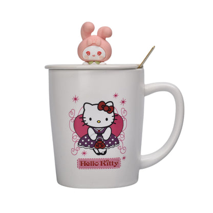 MUG POCILLO CERAMICA PERSONAJE CON TAPA DE 420ML