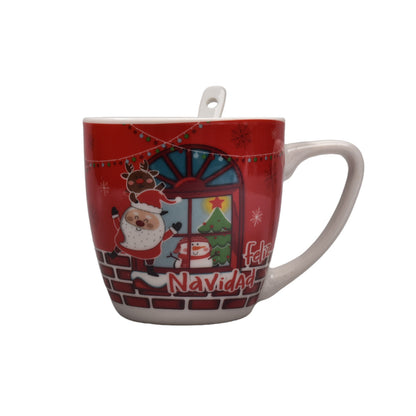 POCILLO DE NAVIDAD CON CUCHARA DIM: 14x14x7