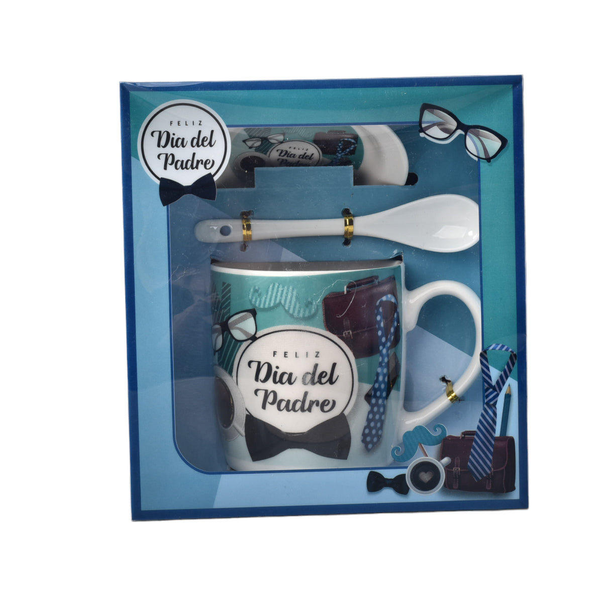 mug ceramica pocillo dia del padre con plato y cuchara