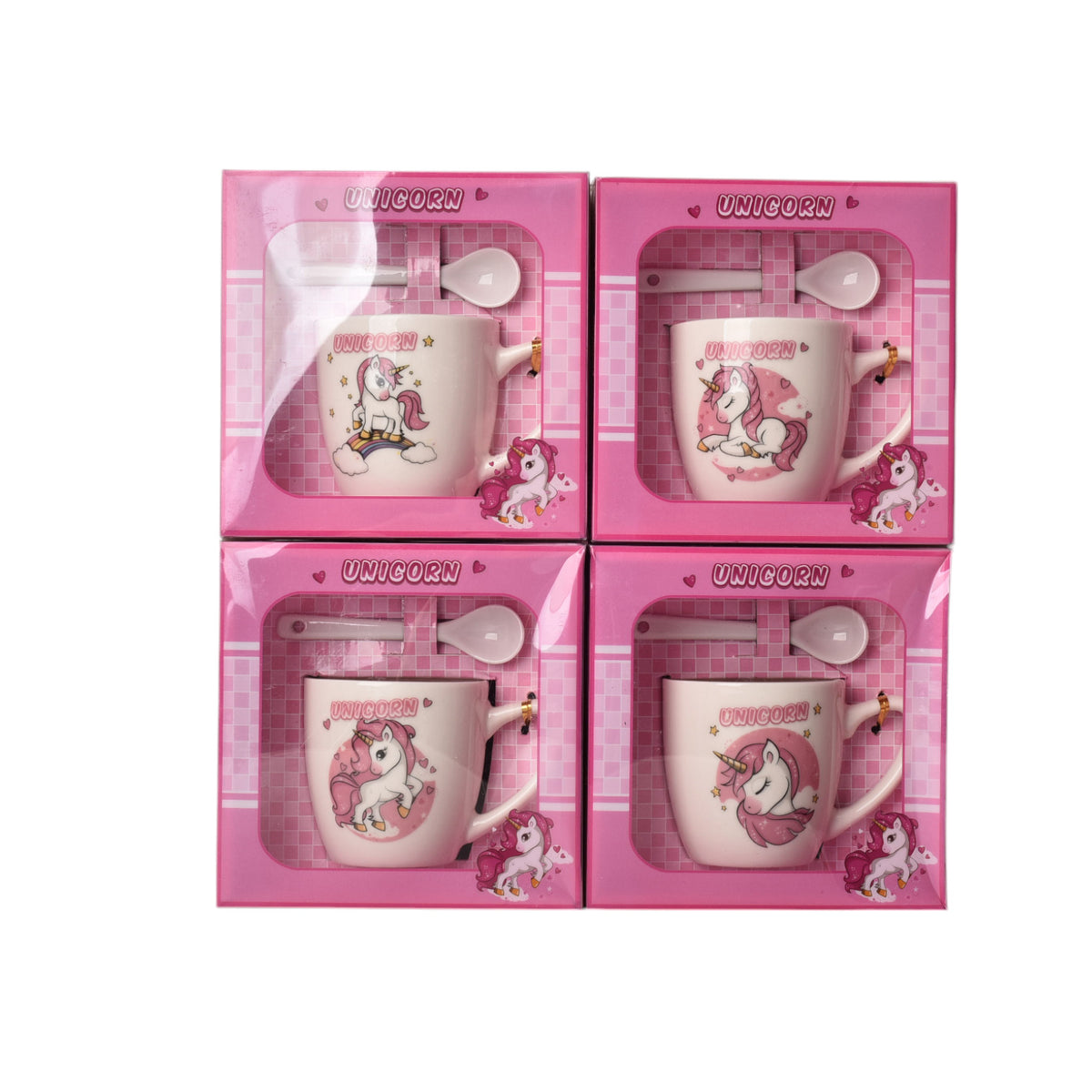 pocillo con cuchara en ceramica diseño unicornio 210ml