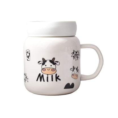 MUG POCILLO EN CERAMICA DE VACA GRANDE CON TAPA PLASTICA