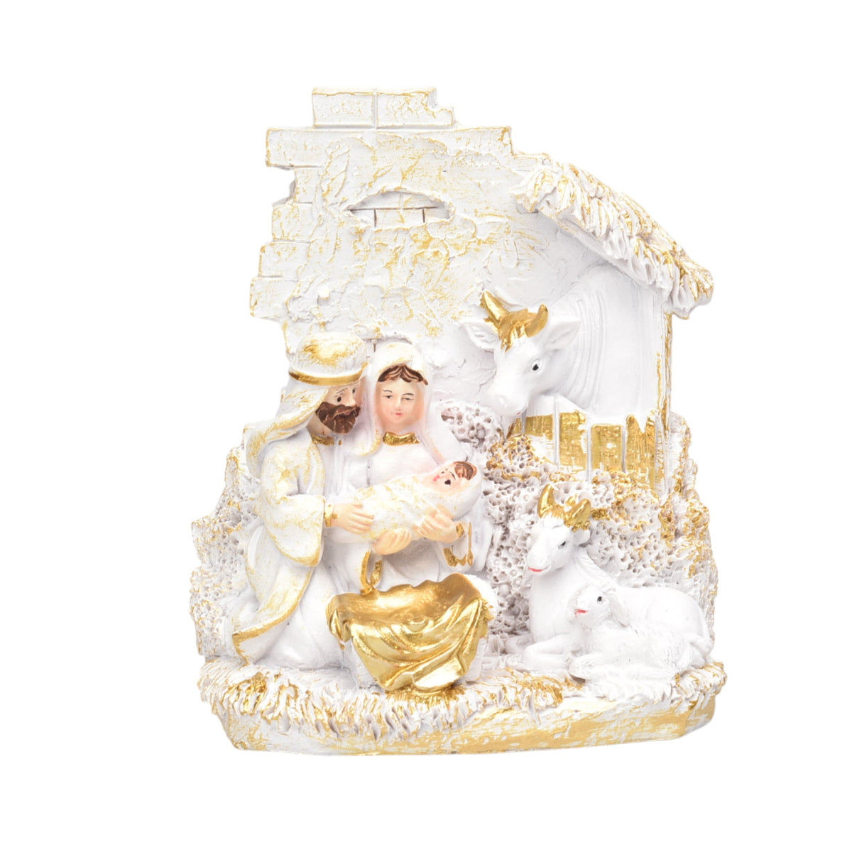 adorno figura de pesebre resina blanco dim:12x9x3