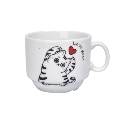 SET 4PCS POCILLOS CON BASE CERAMICA 60ML DISEÑO GATOS DIM:6X5X5