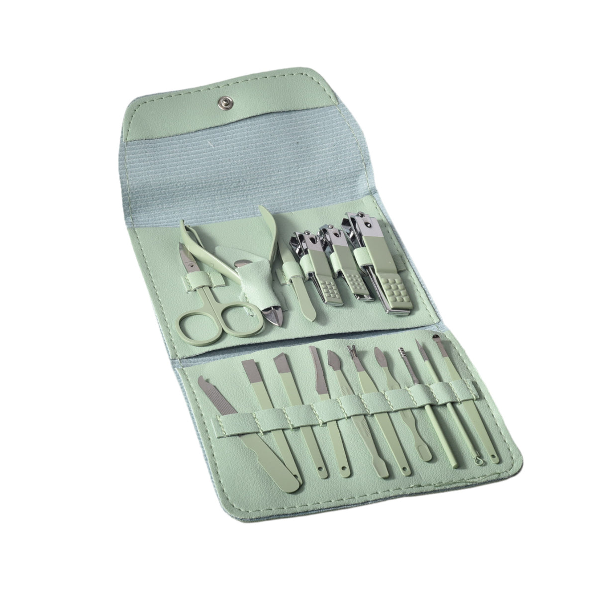set cortauñas manicure 16 piezas sintetico+acero dim:11x14