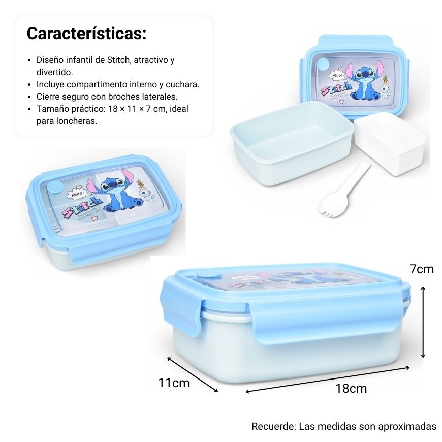 portacomida plastico 880ml personaje azul dim:18x13x6