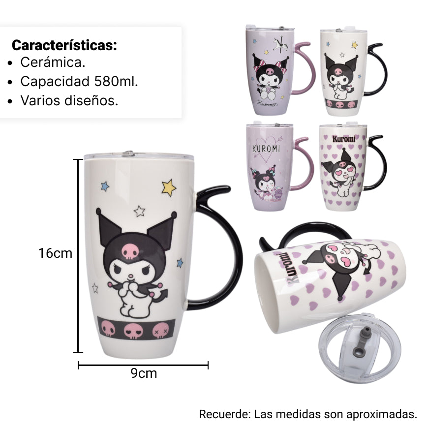 pocillo ceramica kuromi personaje 580ml dim:9x16