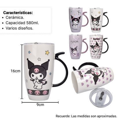 POCILLO CERAMICA KUROMI PERSONAJE 580ML DIM:9X16
