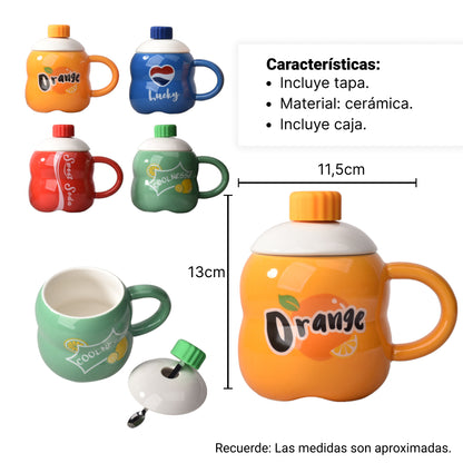 MUG POCILLO FORMA DE BOTELLA DE GASEOSA CERAMICA GRANDE
