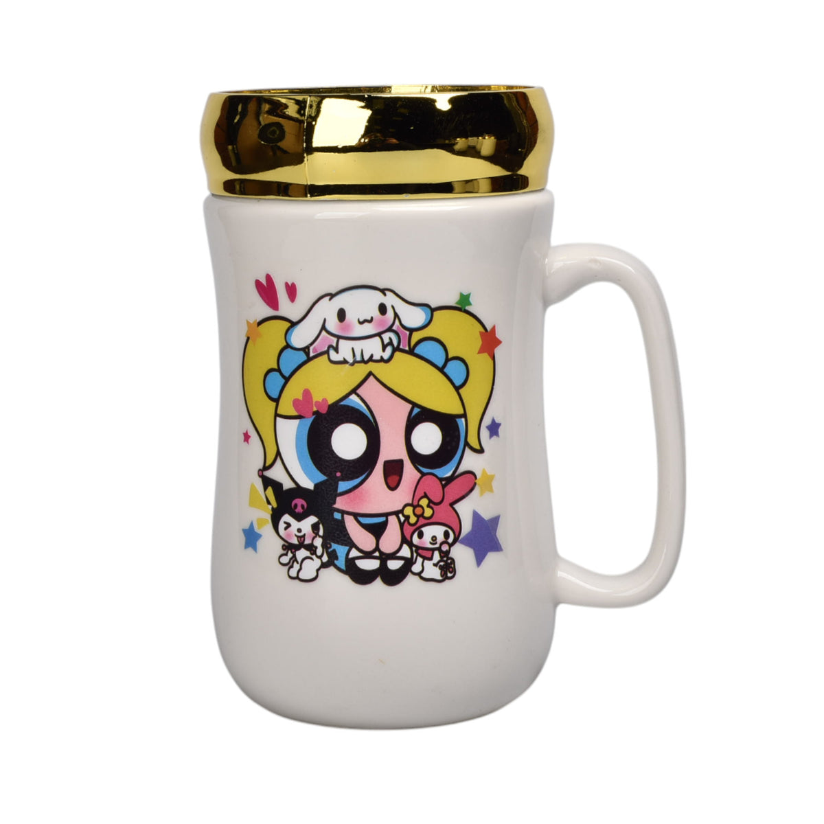 mug pocillo ceramica con tapa de espejo personaje 400ml dim:7x7x13