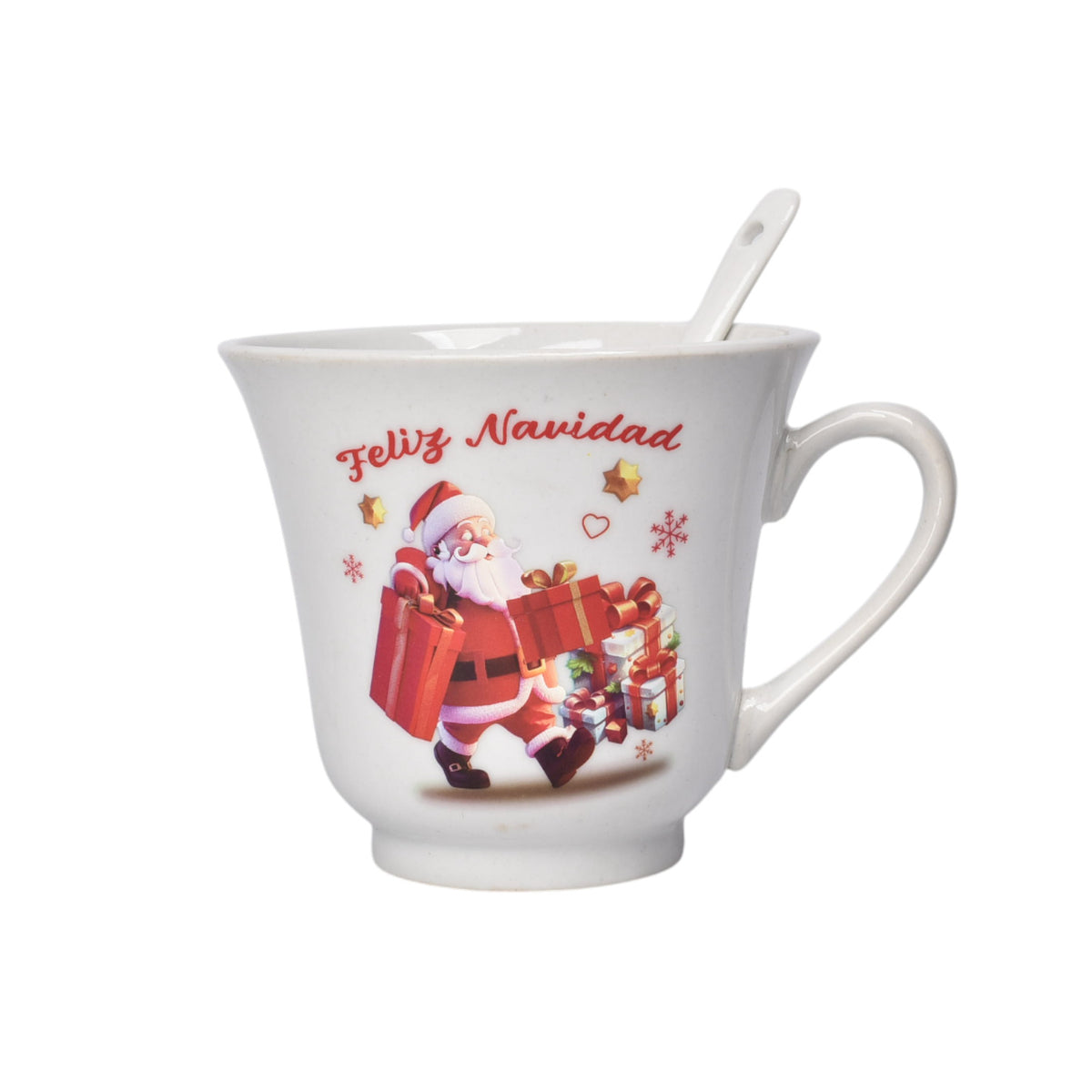 mug pocillo en ceramica con cuchara navidad 250ml dim:9x9