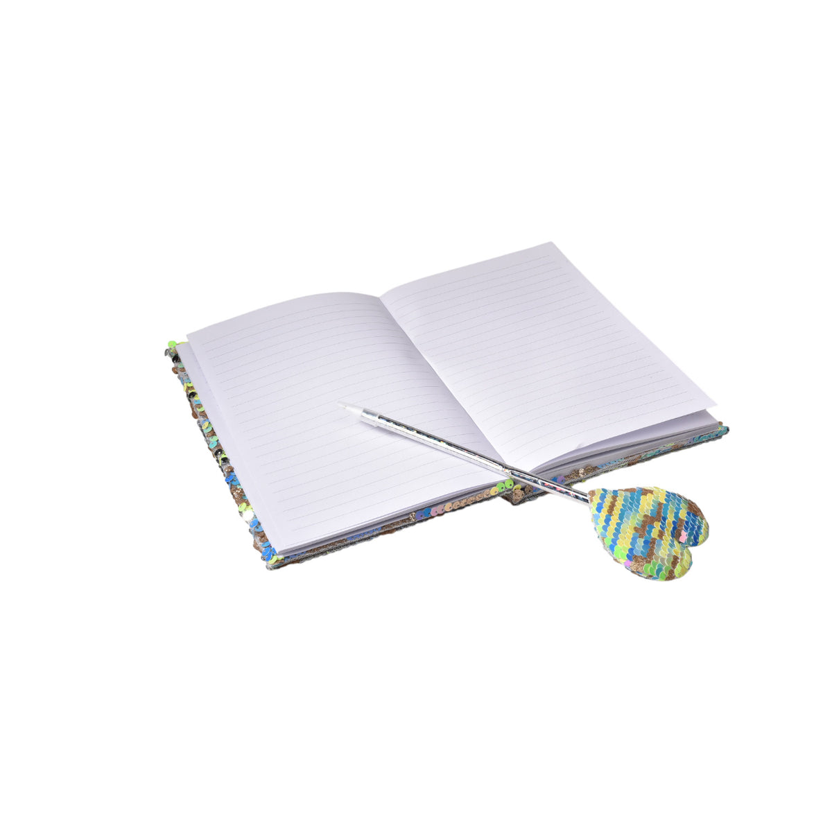 agenda diario con esfero lentejuelas  dim: 14x21