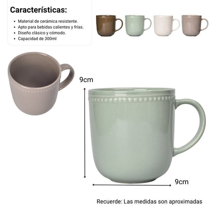 MUG POCILLO CERAMICA 300ML DIM:9X9X9