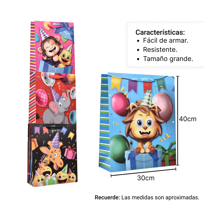 bolsa regalo en papel niños tamaño grande