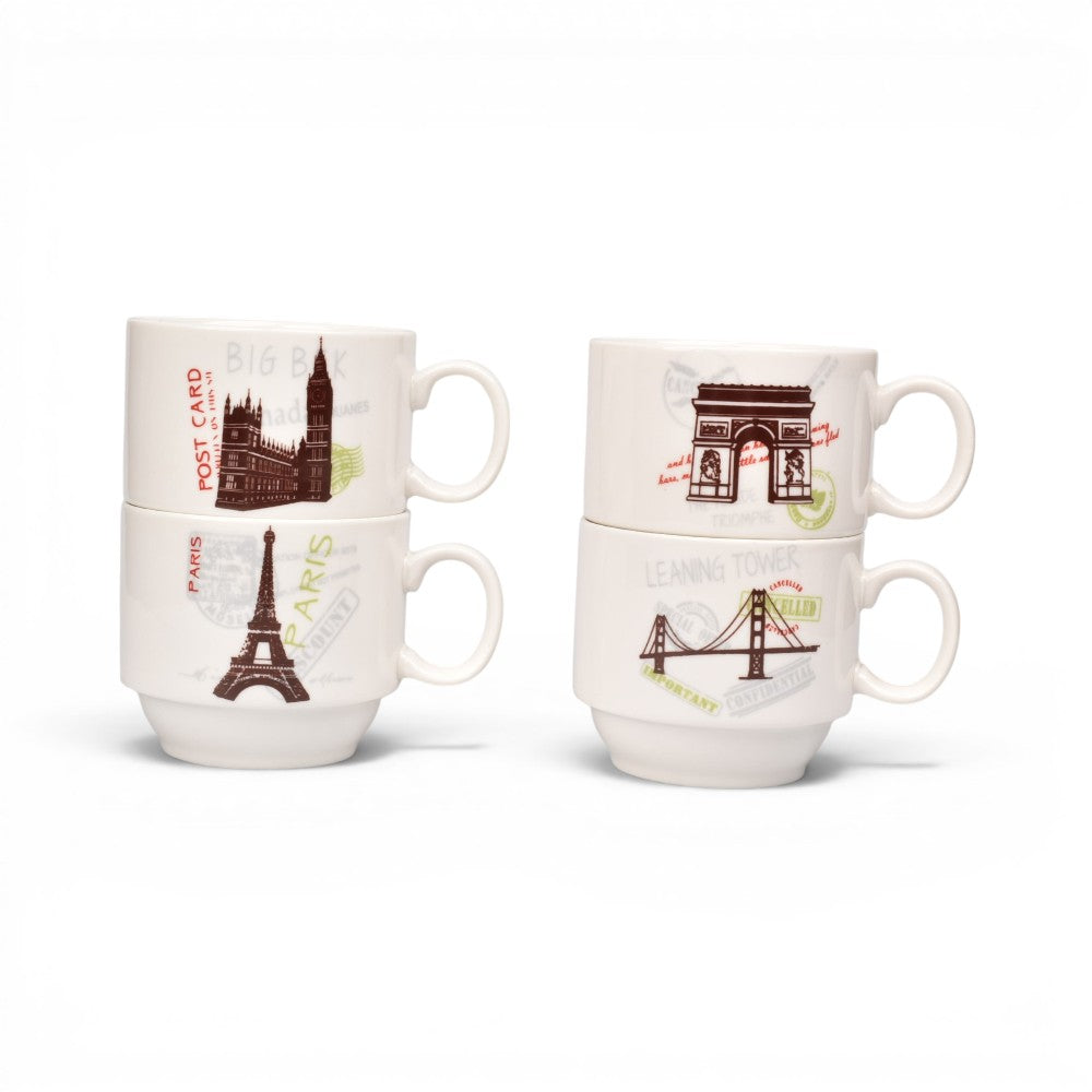 pocillo set 4pcs ceramica con base dim:20x8cm