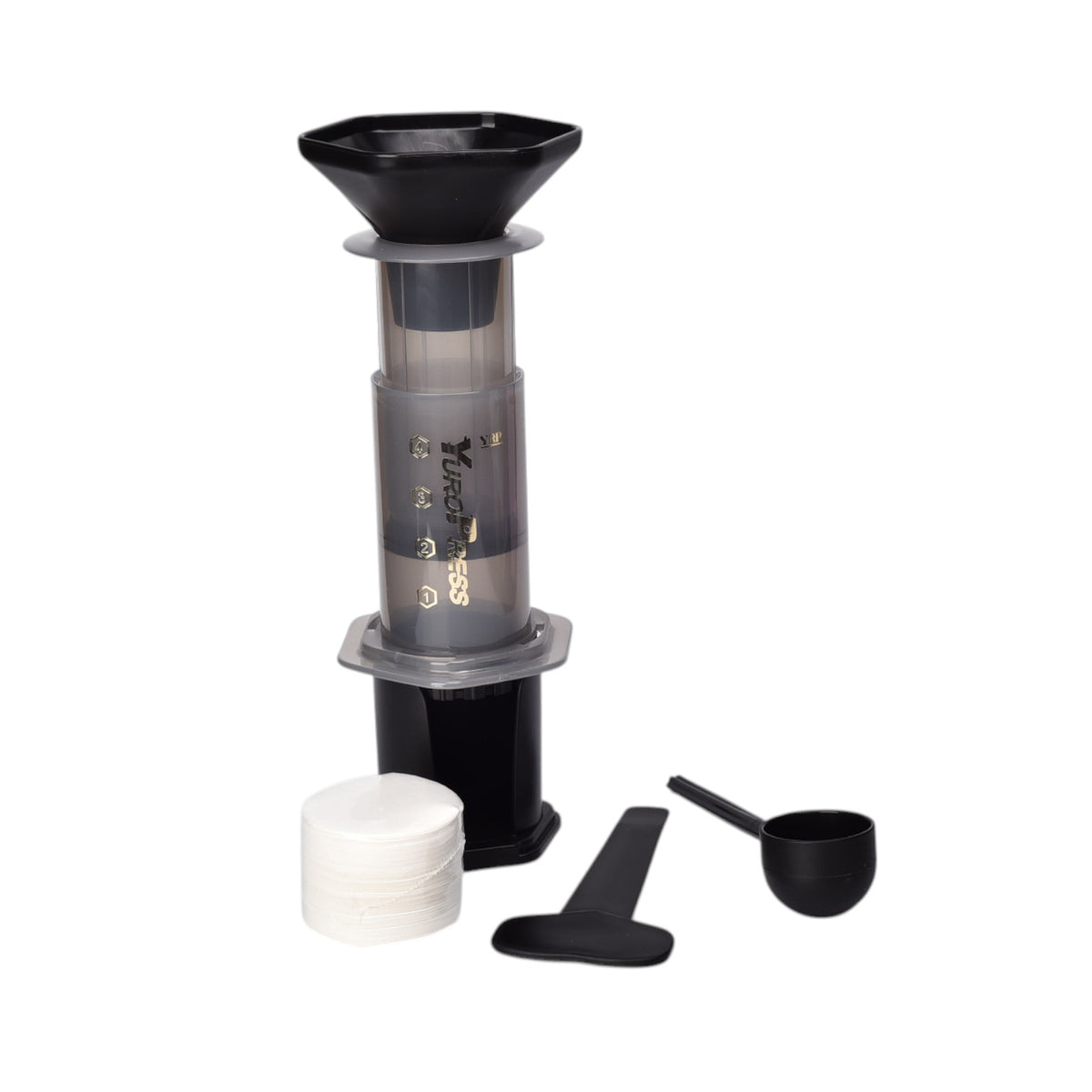 cafetera prensa francesa plastico negro  dim:10x8x13