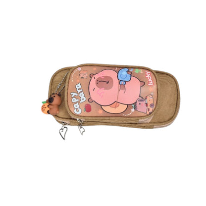 CARTUCHERA CAPYBARA CON LLAVERO POLIESTER DIM:21X10X5