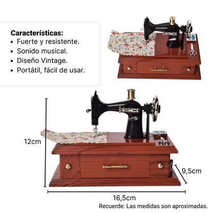 CAJA MUSICAL MAQUINA DE COSER EN PLASTICO DIM:16x9x12CM