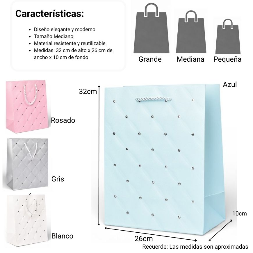 bolsa regalo varios colores de papel dim:26x32x10