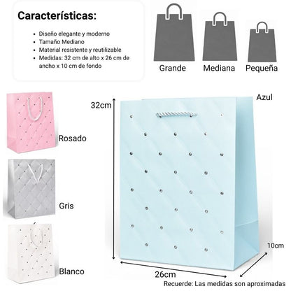 BOLSA REGALO VARIOS COLORES DE PAPEL DIM:26X32X10