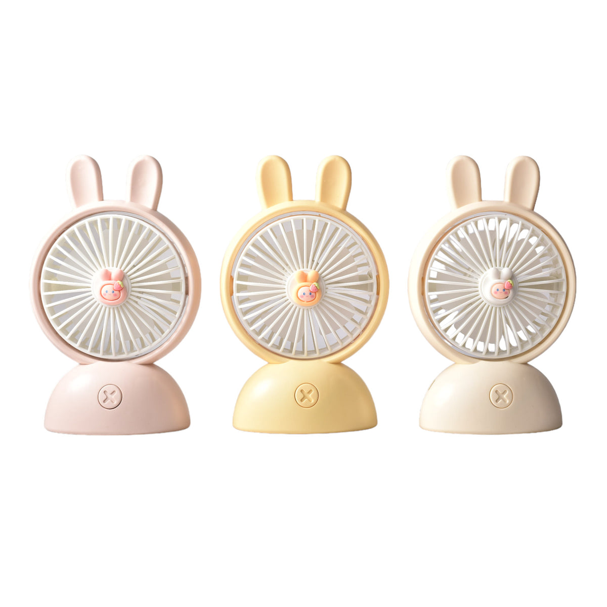 ventilador redondo con orejas recargable plastico con cable