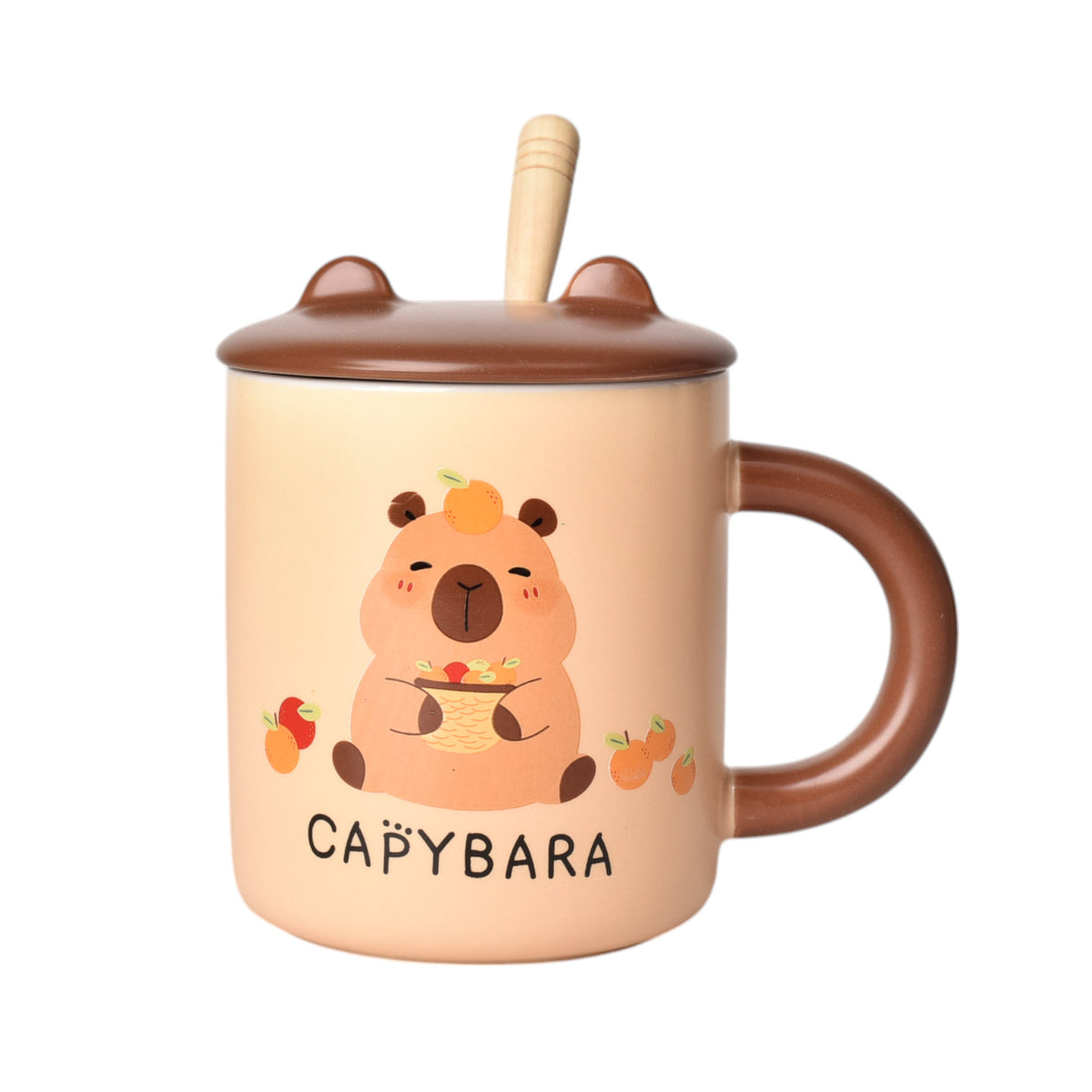 mug pocillo con tapa cuchara ceramica diseños capybara 450ml