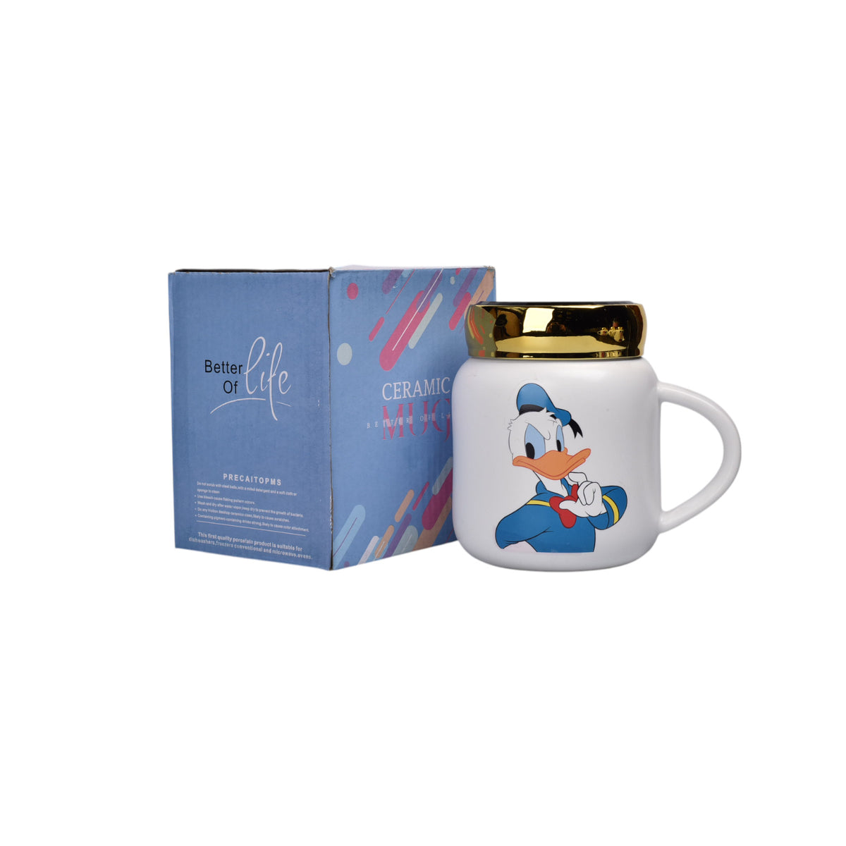 mug pocillo ceramica personaje con tapa de 420ml