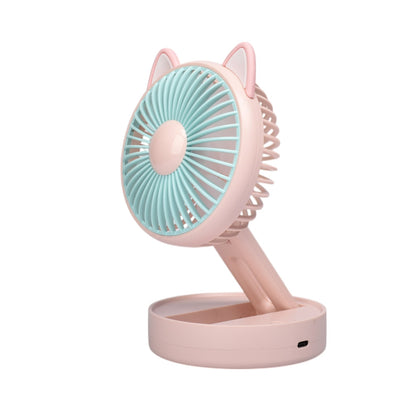 VENTILADOR REDONDO CON OREJAS PLASTICO RECARGABLE DIM:17X10X6