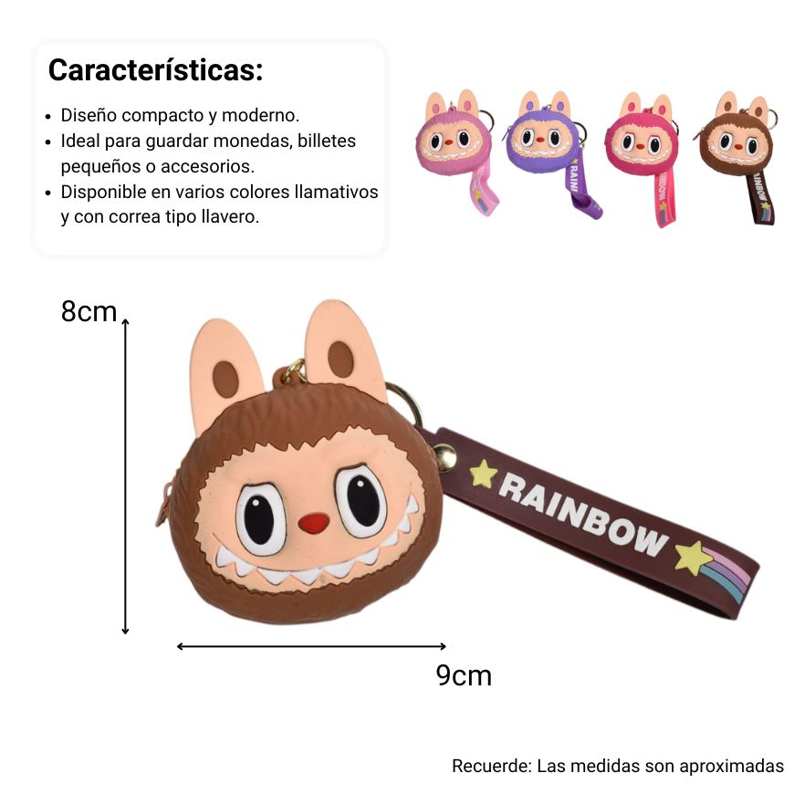 llavero monedero goma labubu personaje dim:8x9