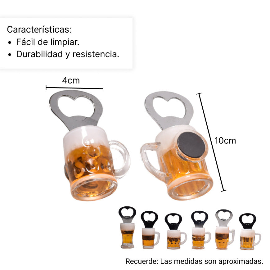 destapador plastico con iman forma vaso cerveza dim:9x3x3