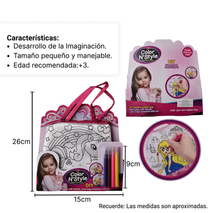 BOLSO PARA NIÑAS MAGICO PARA COLOREAR