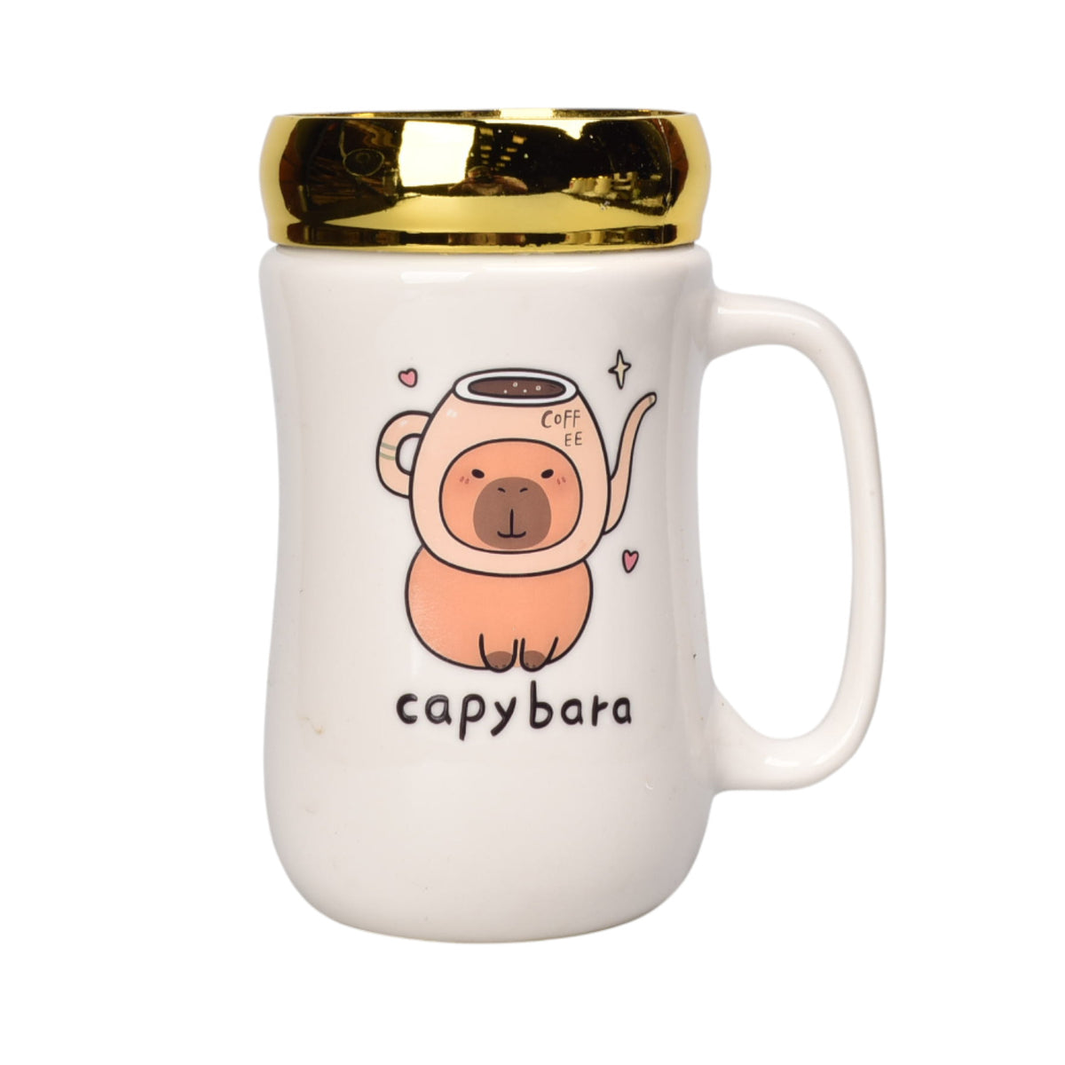 mug pocillo ceramica tapa espejo capybara 380ml
