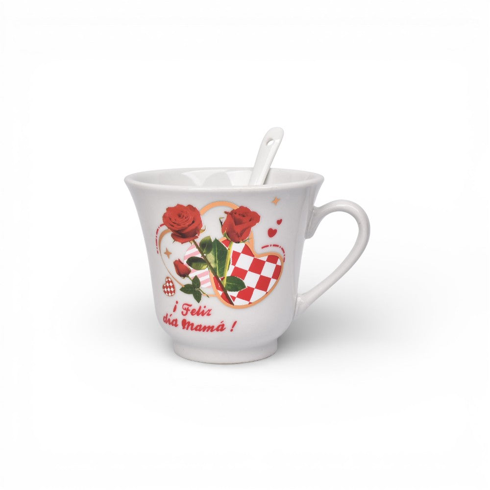 pocillo set ceramica  con cuchara 250ml dim:8x9x9
